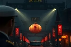 短剧雾岭邮差封面：暴雨中的山路与背着邮包的邮递员剪影